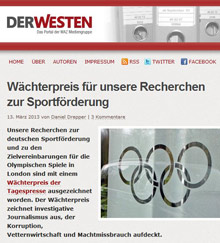 Screenshot DerWesten-Rechercheblog 