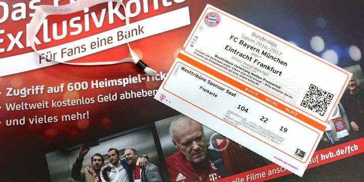 Abbildung einer Eintrittskarte des FC Bayern zum Bundesligaspiel gegen Eintracht Frankfurt in der Saison 2016/2017