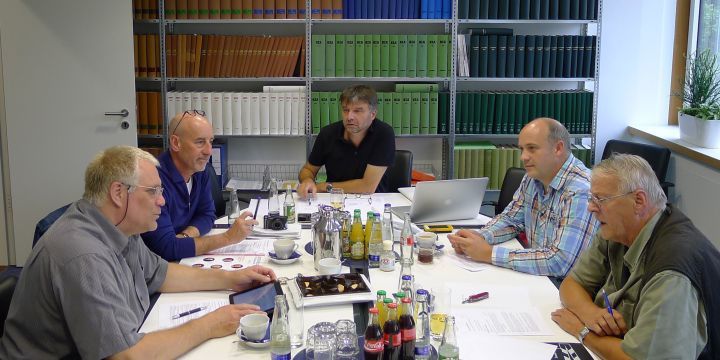 Vorstand der Fachgruppe Bild im BJV mit Stefan Gregor, Jim Albright, Thomas Geiger, Ferdinand Farthofer und Thomas Schumann 